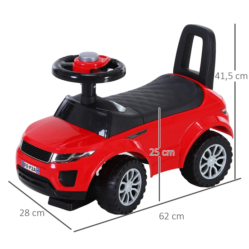 Porteur voiture pour bébé 62 x 28 x 42 cm apprentissage équilibre coffre rangement style ludique contemporain en PP rouge 21_0000448