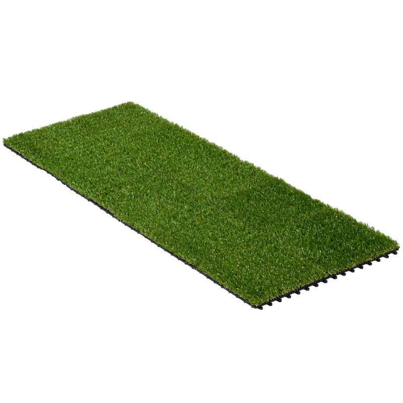 Lot de 10 dalles gazon synthétique emboîtables terrasse balcon 30 x 30 x 3,5 cm antidérapant contemporain en PP vert 21_0003919