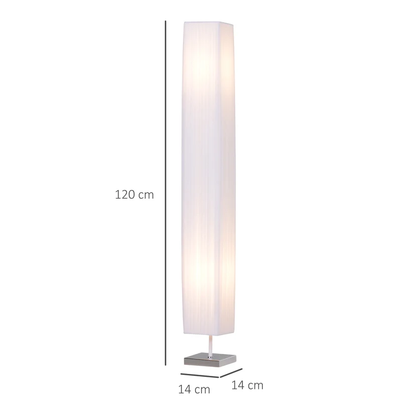 Lampadaire colonne salon 14 x 14 x 120 cm éclairage tamisé ambiance chaleureuse design moderne stable en métal blanc 21_0007003