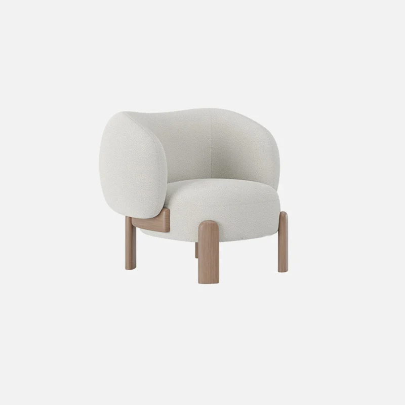 Modern Minimalist Square Rectangular Solid Wood Plywood Ash Wood Sherpa Fleece Accent Chair Backrest Armless For Living Room