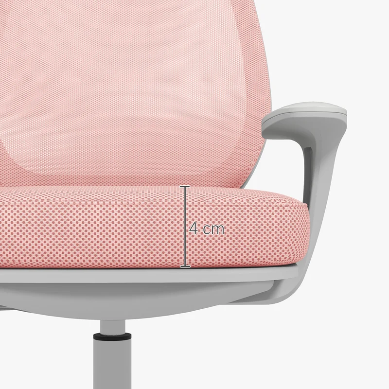Chaise de bureau ergonomique 55 x 48 x 82,5-94,5 cm assise respirante réglable 44-56 cm design moderne en polyester rose 21_0006260