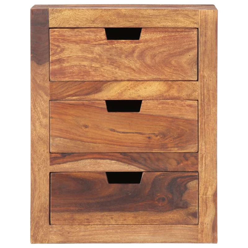 Table de chevet avec 3 tiroirs 40 x 30 x 50 cm bois massif et bois d'ingénierie DEC032937