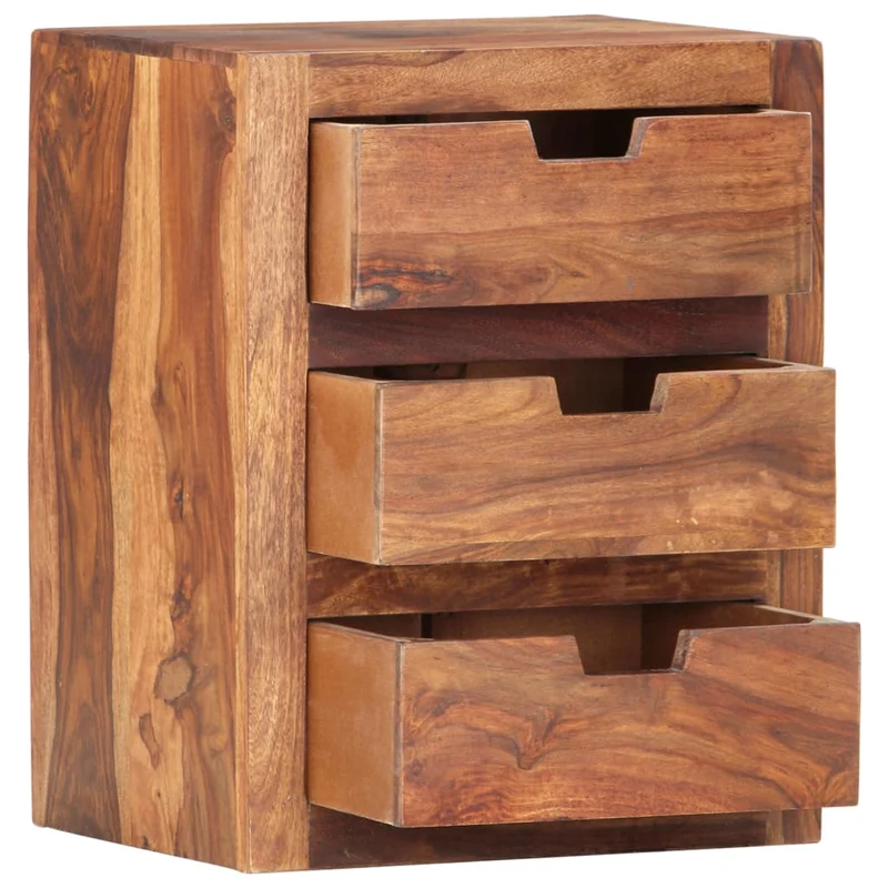 Table de chevet avec 3 tiroirs 40 x 30 x 50 cm bois massif et bois d'ingénierie DEC032937