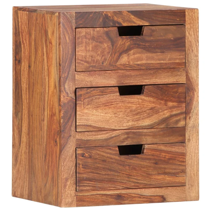 Table de chevet avec 3 tiroirs 40 x 30 x 50 cm bois massif et bois d'ingénierie DEC032937