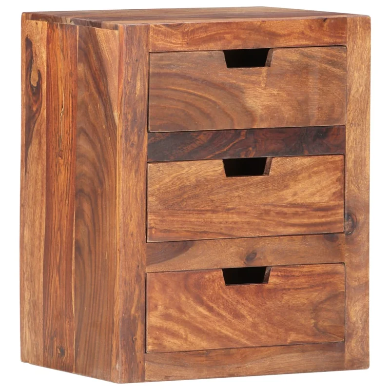 Table de chevet avec 3 tiroirs 40 x 30 x 50 cm bois massif et bois d'ingénierie DEC032937