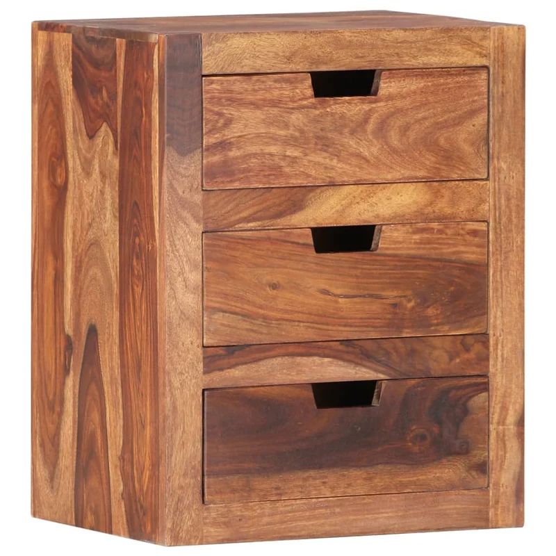 Table de chevet avec 3 tiroirs 40 x 30 x 50 cm bois massif et bois d'ingénierie DEC032937