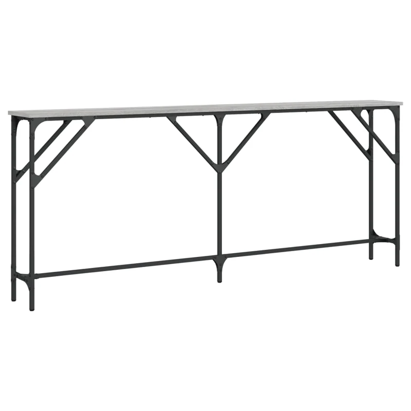Table console d'entrée fonctionnel et stylé 180 x 23 x 75 cm bois d'ingénierie gris et métal DEC032225