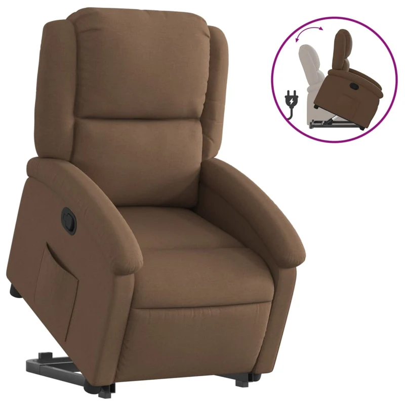 Fauteuil relax TV rembourrage confortable fonction de levage électrique en tissu marron DEC028044
