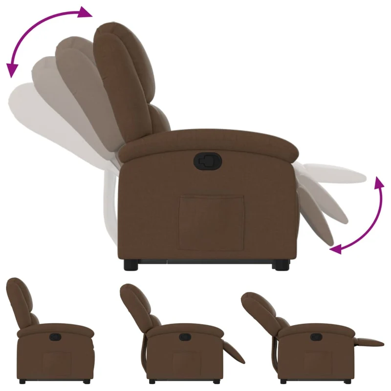 Fauteuil relax TV rembourrage confortable fonction de levage électrique en tissu marron DEC028044