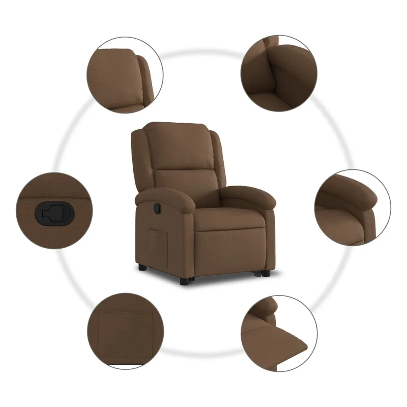 Fauteuil relax TV rembourrage confortable fonction de levage électrique en tissu marron DEC028044