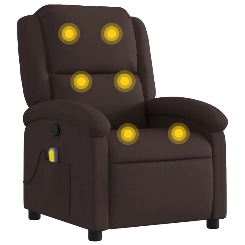 Fauteuil de relaxation TV fonction massage inclinable en tissu marron foncé DEC026990