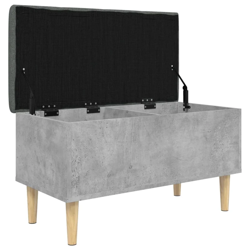 Banc banquette de rangement avec coussin d'assise 82 x 42 x 46 cm bois d'ingénieriecouleur gris béton DEC024768