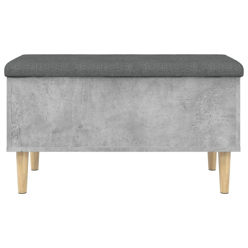 Banc banquette de rangement avec coussin d'assise 82 x 42 x 46 cm bois d'ingénieriecouleur gris béton DEC024768