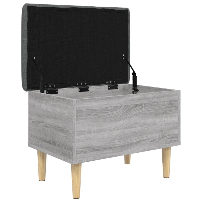 Banc banquette de rangement avec coussin d'assise 62 x 42 x 46 cm bois d'ingénierie couleur sonoma gris DEC024804