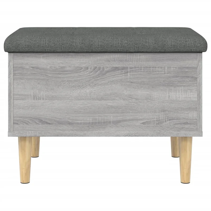Banc banquette de rangement avec coussin d'assise 62 x 42 x 46 cm bois d'ingénierie couleur sonoma gris DEC024804