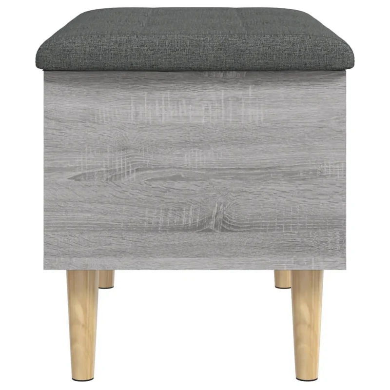 Banc banquette de rangement avec coussin d'assise 62 x 42 x 46 cm bois d'ingénierie couleur sonoma gris DEC024804