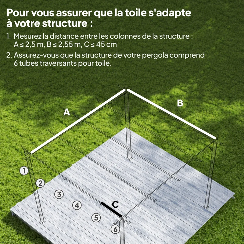 Toile de toit pour pergola 250 x 255 cm 10 œillets évacuation tissu respirant style contemporain jardin en polyester café 21_0004803