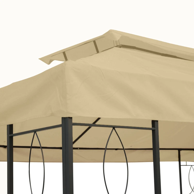 Toile de rechange pour pavillon tonnelle 3 x 4 m protection solaire ventilée anti eau contemporain en polyester beige 21_0004742