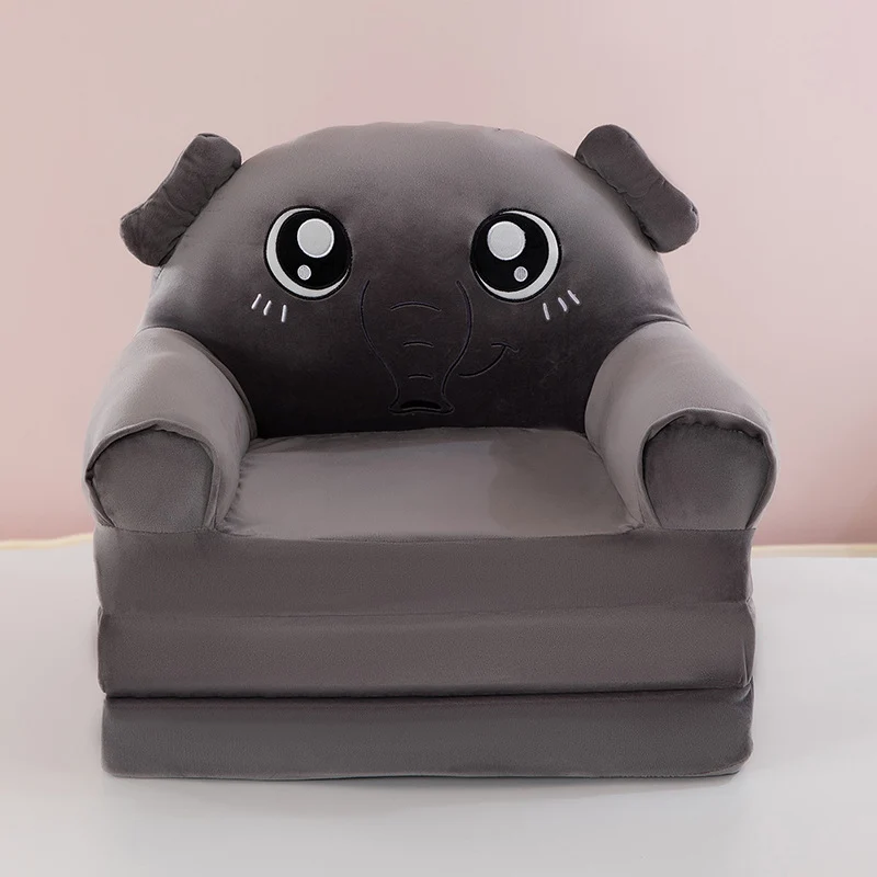 Contemporary Creative Kids Animal Shape Velvet PP Cotton Sponge Curved Foldable Accent Chair Backrest Armrest For Living Room