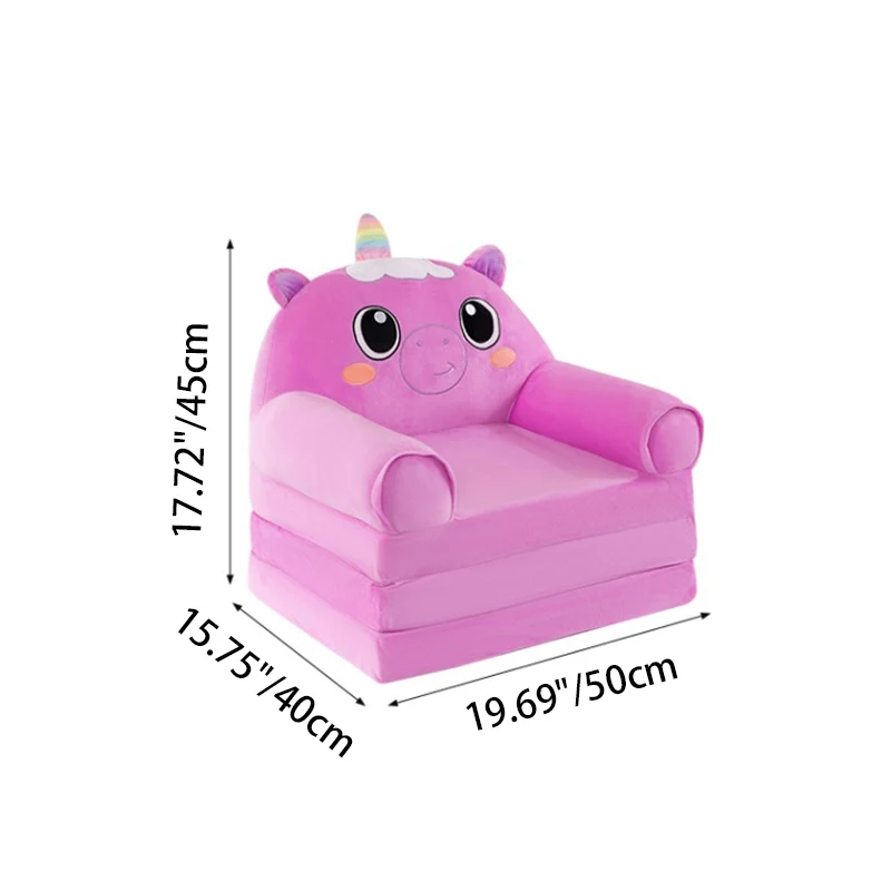 Contemporary Creative Kids Animal Shape Velvet PP Cotton Sponge Curved Foldable Accent Chair Backrest Armrest For Living Room