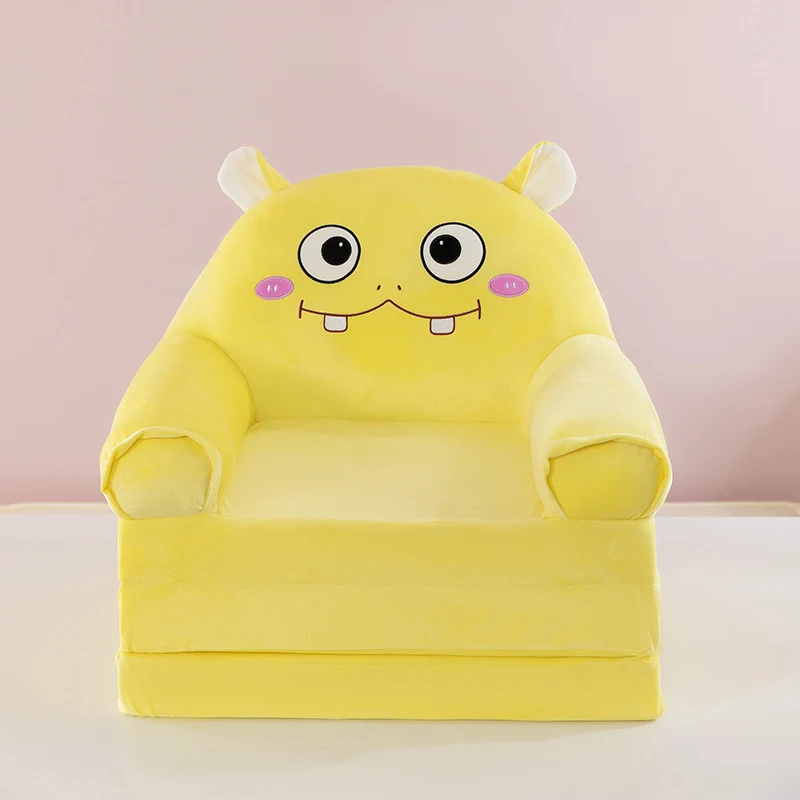 Contemporary Creative Kids Animal Shape Velvet PP Cotton Sponge Curved Foldable Accent Chair Backrest Armrest For Living Room