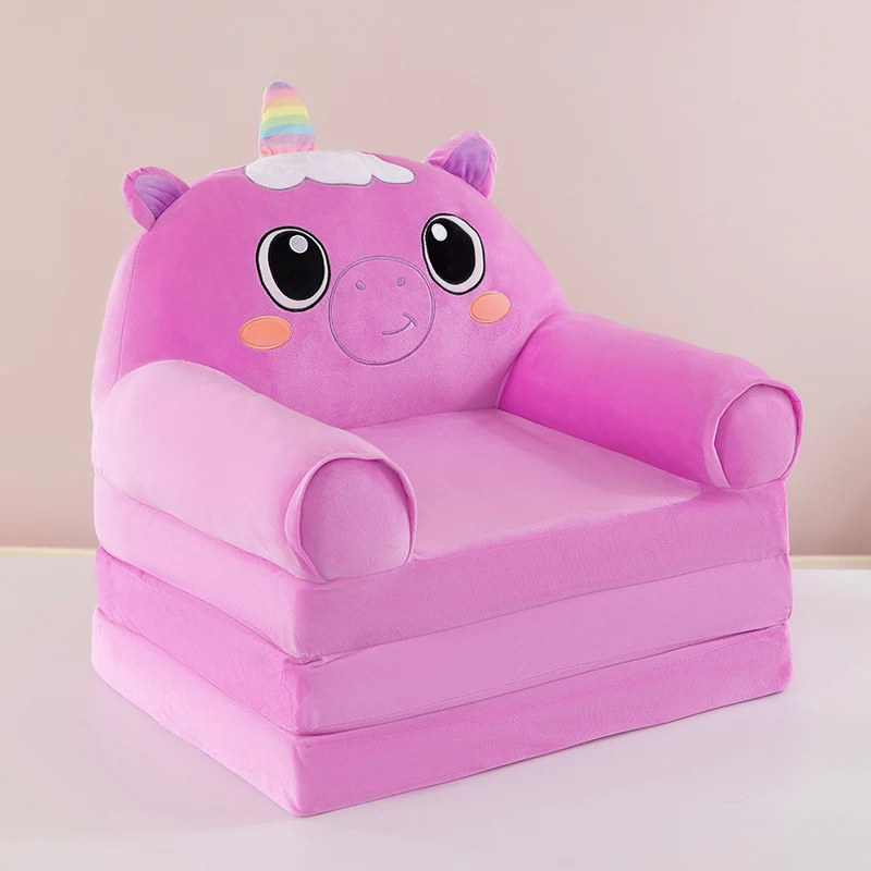 Contemporary Creative Kids Animal Shape Velvet PP Cotton Sponge Curved Foldable Accent Chair Backrest Armrest For Living Room