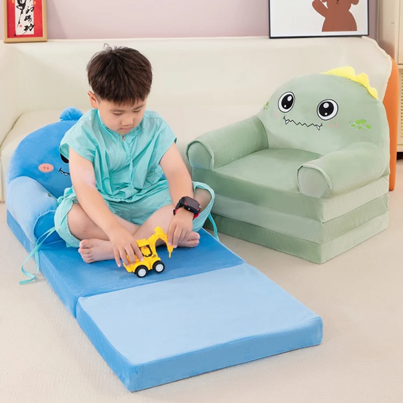 Contemporary Creative Kids Animal Shape Velvet PP Cotton Sponge Curved Foldable Accent Chair Backrest Armrest For Living Room