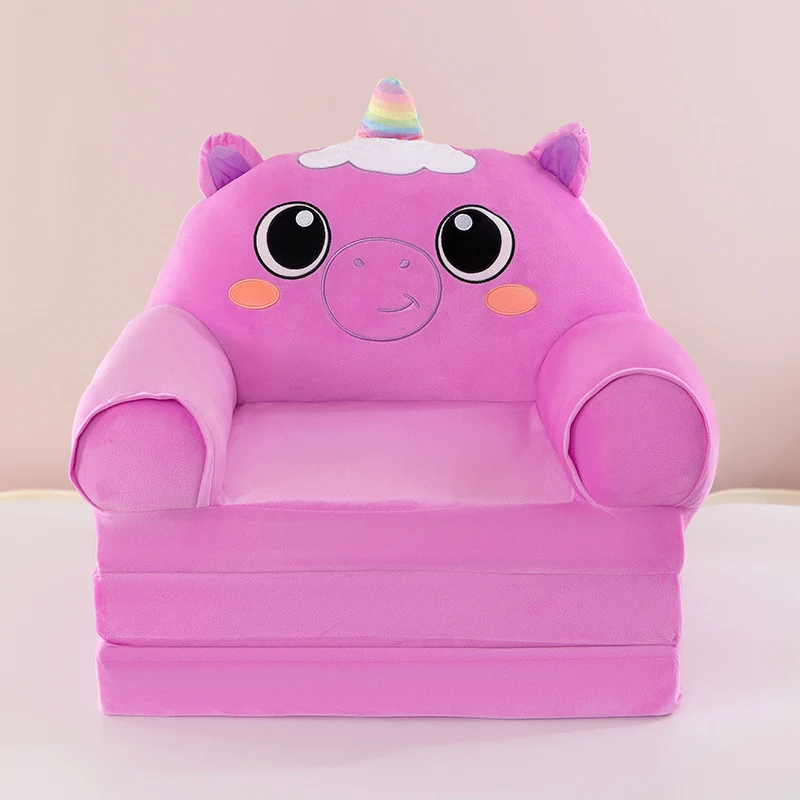 Contemporary Creative Kids Animal Shape Velvet PP Cotton Sponge Curved Foldable Accent Chair Backrest Armrest For Living Room