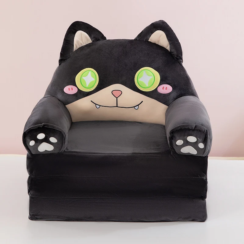 Contemporary Creative Kids Animal Shape Velvet PP Cotton Sponge Curved Foldable Accent Chair Backrest Armrest For Living Room