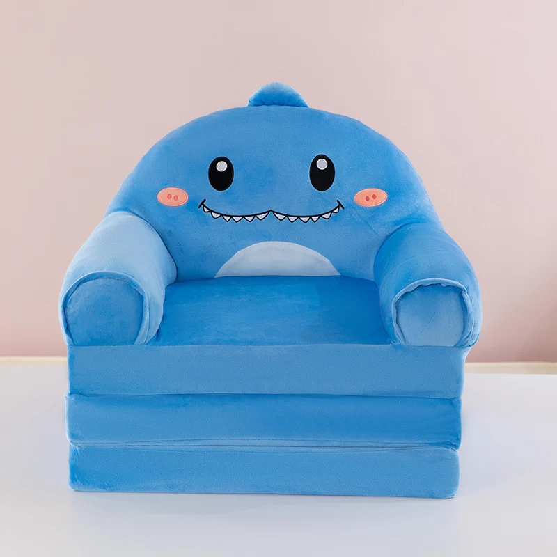 Contemporary Creative Kids Animal Shape Velvet PP Cotton Sponge Curved Foldable Accent Chair Backrest Armrest For Living Room