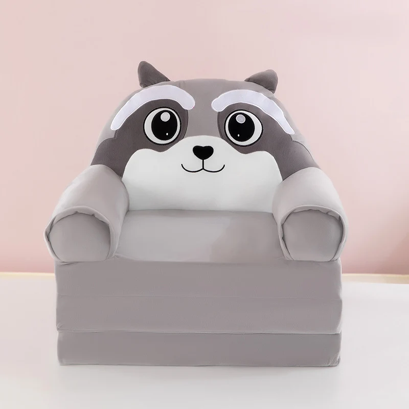 Contemporary Creative Kids Animal Shape Velvet PP Cotton Sponge Curved Foldable Accent Chair Backrest Armrest For Living Room