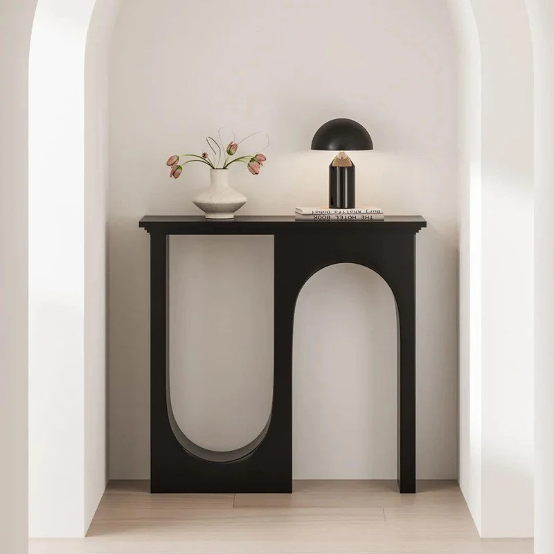 Modern Minimalist Rectangular Medium Density Fiberboard Console Table 3-Leg U-Shaped Design Durable For Entryways