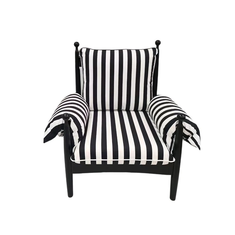 Traditional Vintage Curved Cotton Solid Wood Velvet Fabric Accent Chair Backrest Armrest For Living Room