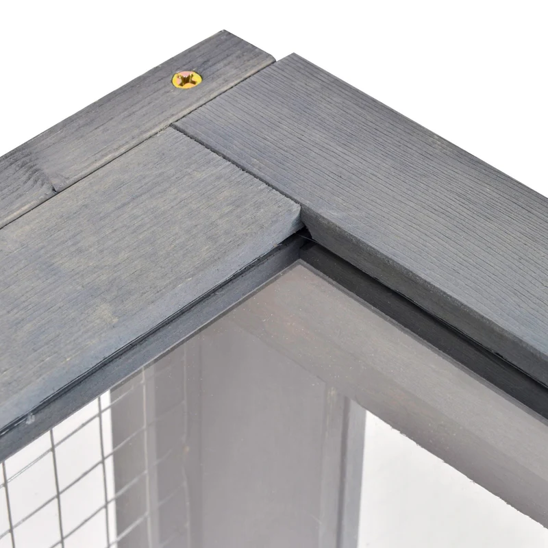 Enclos pour tortue double espace 91 x 60,5 x 32 cm toit ouvrant aération contemporain épuré salon pré huilé en bois gris 21_0007825