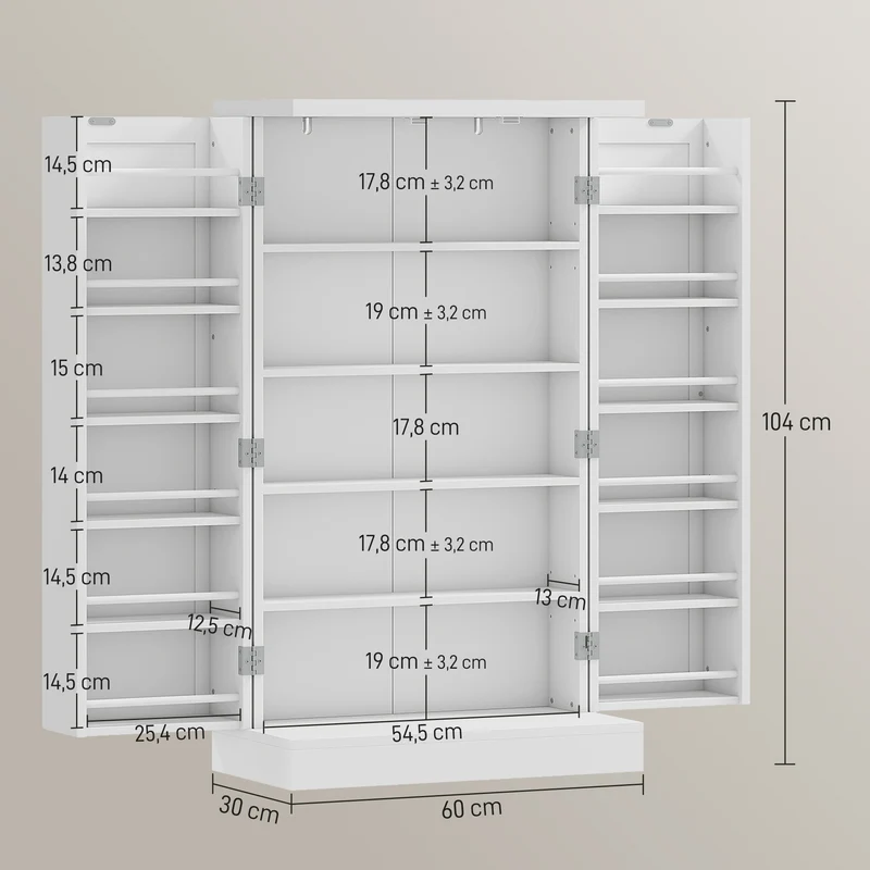Armoire de cuisine garde-manger 60 x 30 x 104 cm rangement modulable et sécurisé style épuré contemporain en MDF blanc 21_0003227