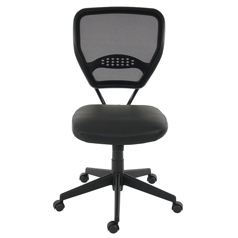 Chaise de bureau pivotante capacité de charge de 150 kg en synthétique noir sans accoudoirs 04_0001912