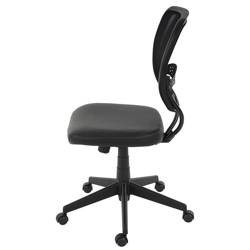 Chaise de bureau pivotante capacité de charge de 150 kg en synthétique noir sans accoudoirs 04_0001912