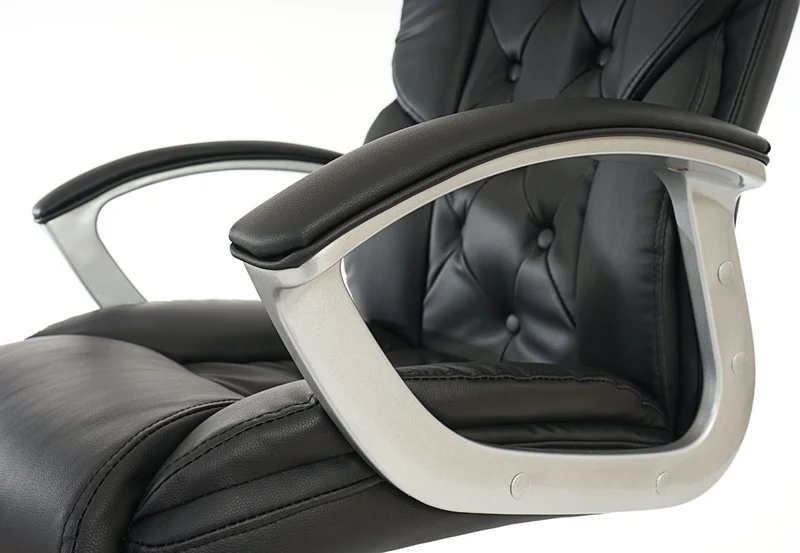 Fauteuil chaise de bureau sur roulettes XXL pivotante en synthétique noir 04_0001907