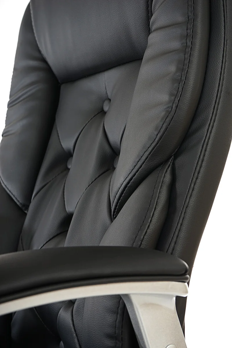 Fauteuil chaise de bureau sur roulettes XXL pivotante en synthétique noir 04_0001907