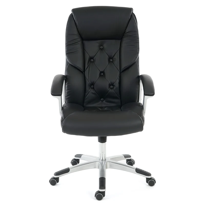Fauteuil chaise de bureau sur roulettes XXL pivotante en synthétique noir 04_0001907
