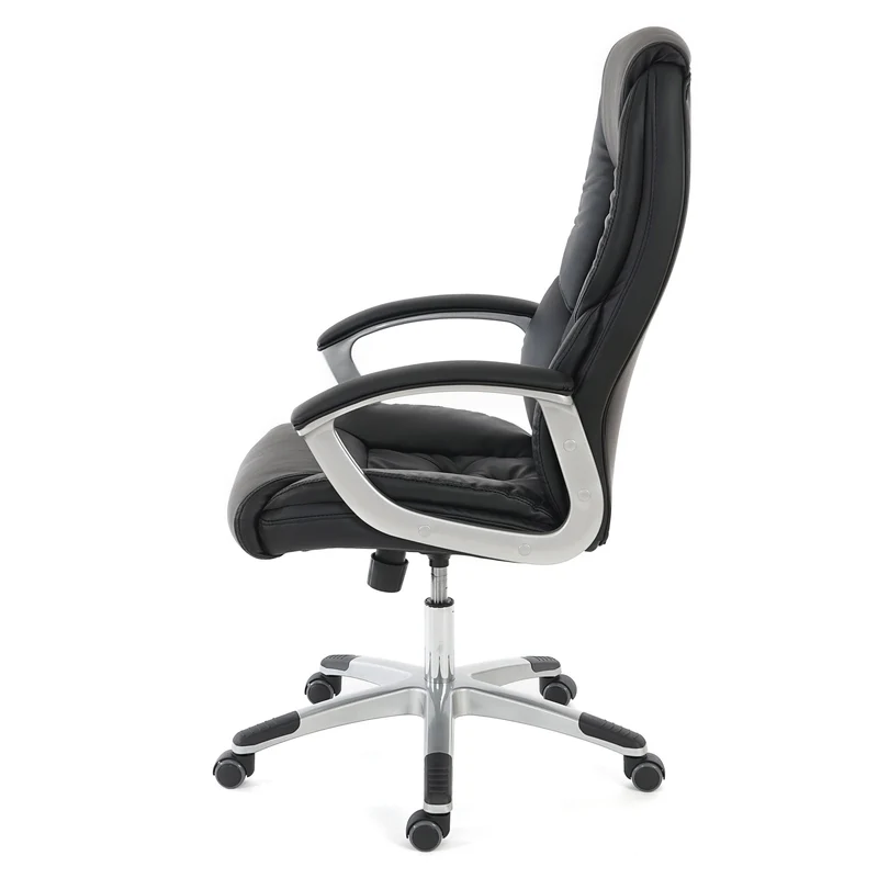 Fauteuil chaise de bureau sur roulettes XXL pivotante en synthétique noir 04_0001907