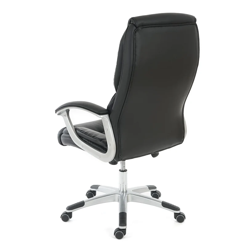 Fauteuil chaise de bureau sur roulettes XXL pivotante en synthétique noir 04_0001907