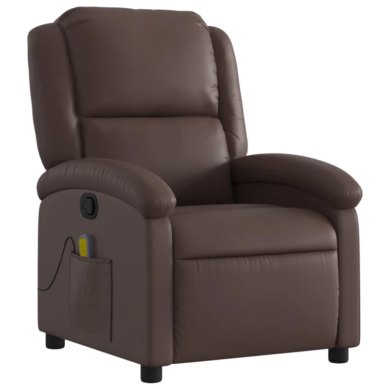 Fauteuil de relaxation TV fonction massage inclinable 6 points de massage en PVC marron DEC026995