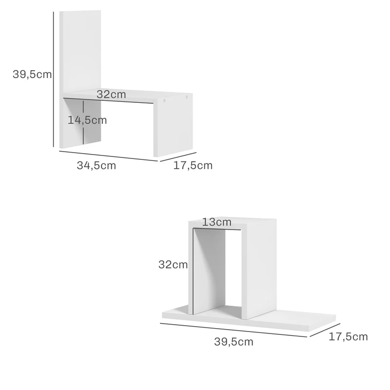 Étagère de bureau modulable 34.5 x 17.5 x 39.5 cm gain de place pratique rangement polyvalent style épuré en MDF blanc 21_0006360