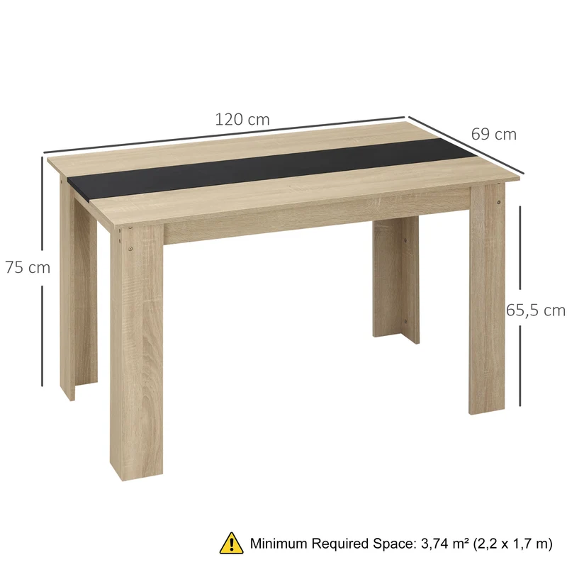Table à manger cuisine 120 x 69 x 75 cm pour 4-6 personnes montage facile robuste moderne en panneau de particules chêne 21_0002339