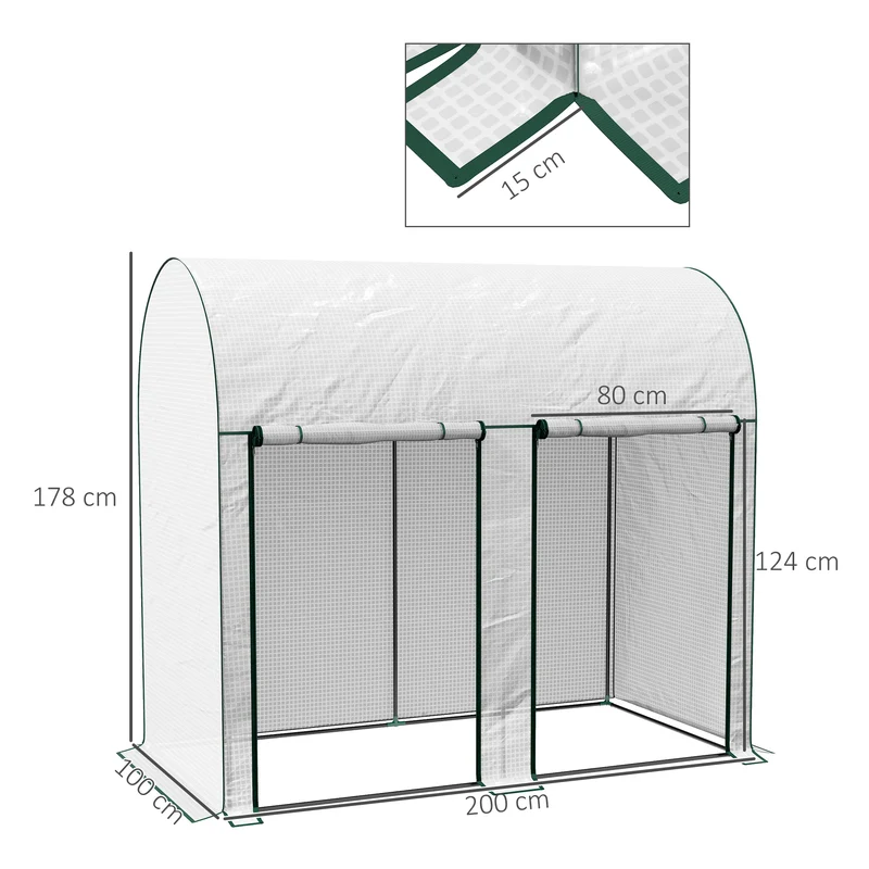 Serre de jardin pour tomates 200 x 100 x 178 cm protection anti insectes et gel style contemporain en polyéthylène blanc 21_0005433