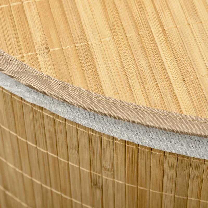 Panier à linge d'angle pour coin 38 x 38 x 57 cm housse amovible gain de place scandinave épuré en bambou bois naturel 21_0005831