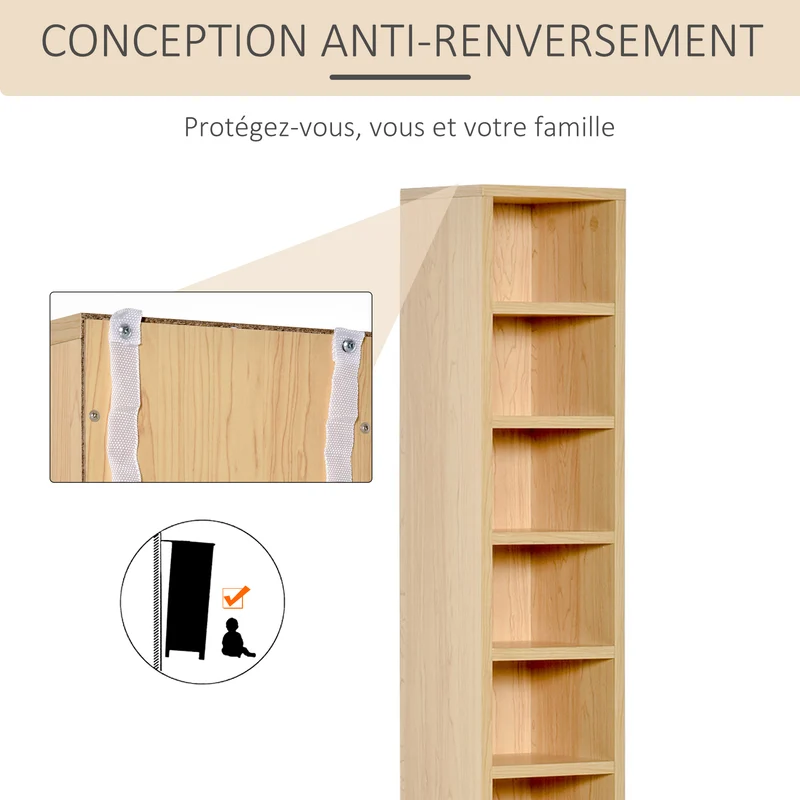 Lot de 2 étagères colonnes pour cd 21 x 19,2 x 88,3 cm 160 cd anti basculement style moderne épuré salon en MDF beige 21_0001749