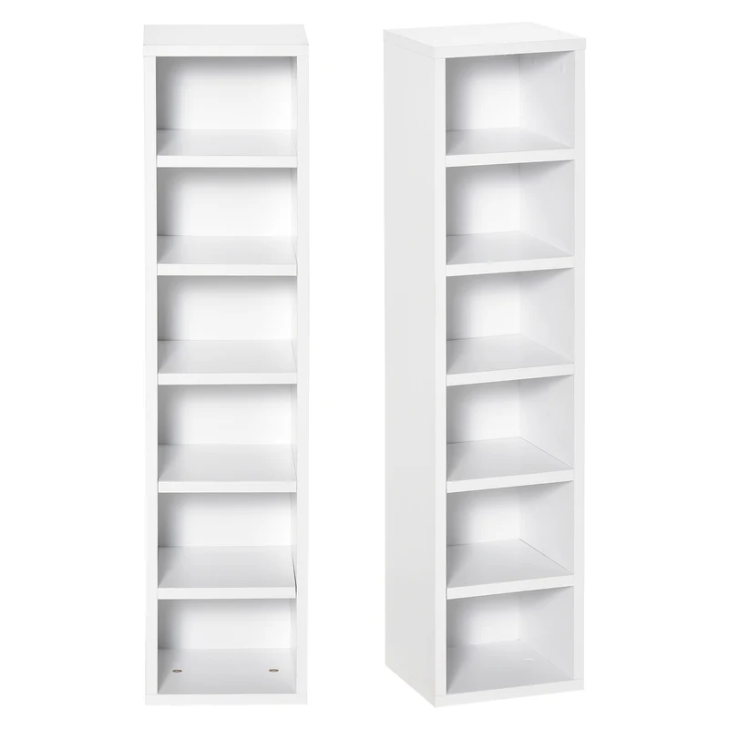Lot de 2 étagères colonnes cd dvd 21 x 19,2 x 88,3 cm capacité 160 cd anti basculement style moderne salon en MDF blanc 21_0001750