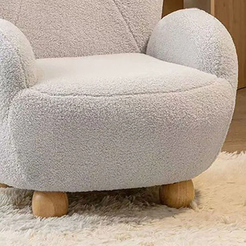 Modern Art Deco Sherpa Fabric Mixed Hardwood Bear-Shaped Accent Chair With Armrests & Backrest For Living Room